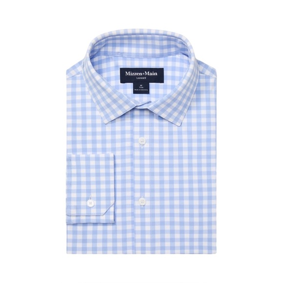 Mizzen+Main Other - Mizzen+Main Leeward Trim Fit Dress Shirt Men’s S Light Blue Gingham NWOT